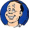 "Self Portrait Caricature, Smiling" (color)
